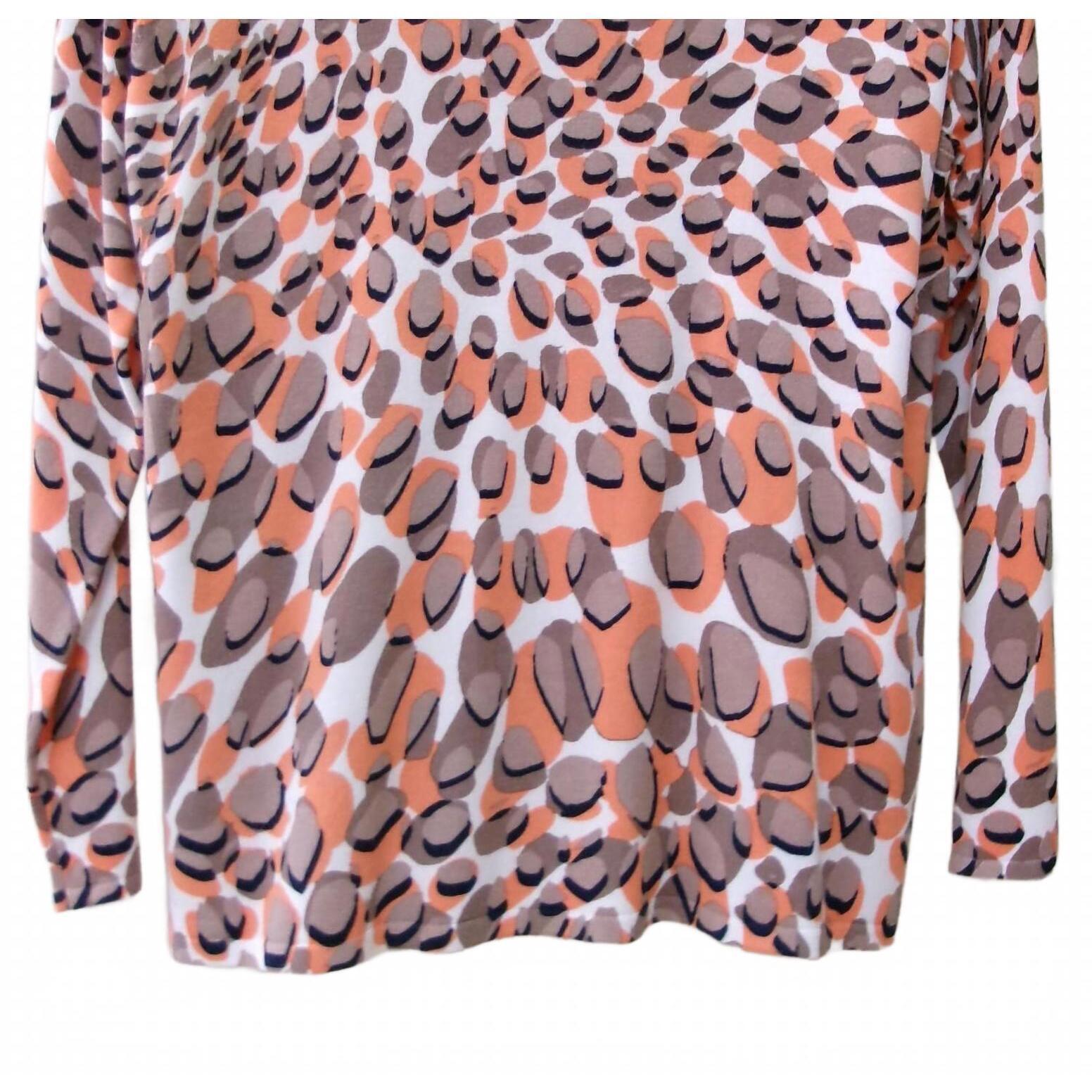 New Marble Women's Spot Print V Neck Sweater In Orange/White/Brown